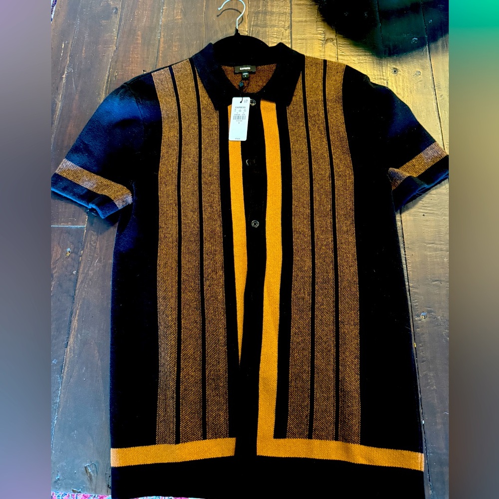 Express Men Short Sleeve Sweater Lounge Shirt